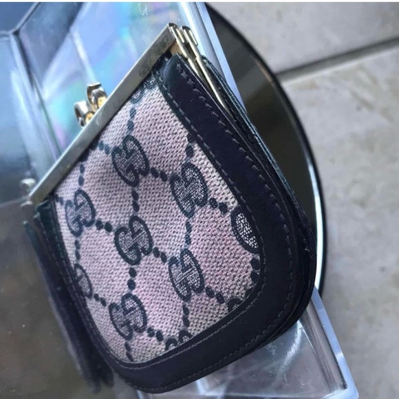 Rare Vintage Gucci Guccissima Pink & Black Leather Monogram Coin Pouch - Picture 3 of 13
